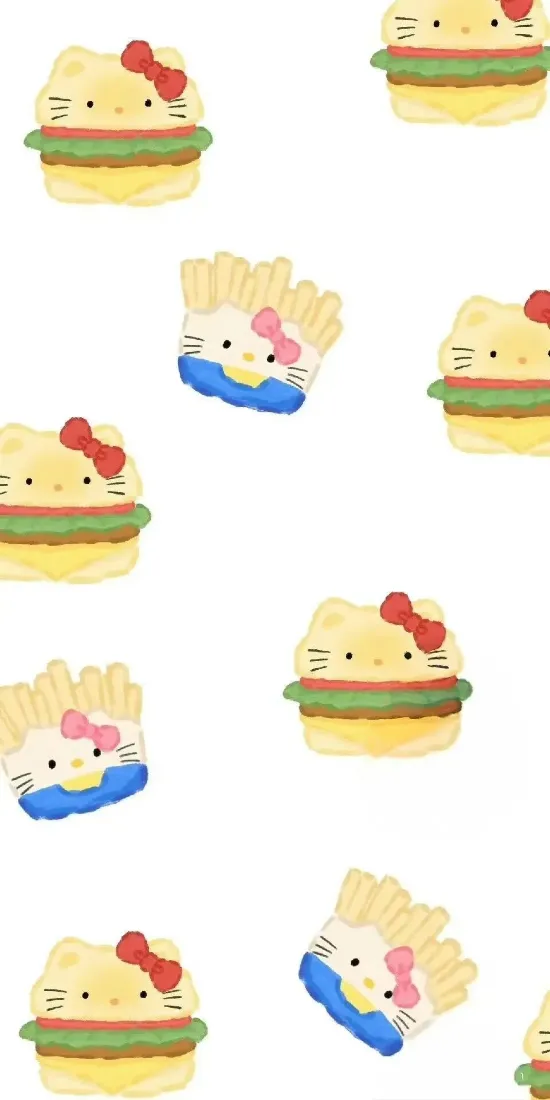 凯蒂猫手机壁纸｜创意快餐背景图片 - 卡通「哲风壁纸」