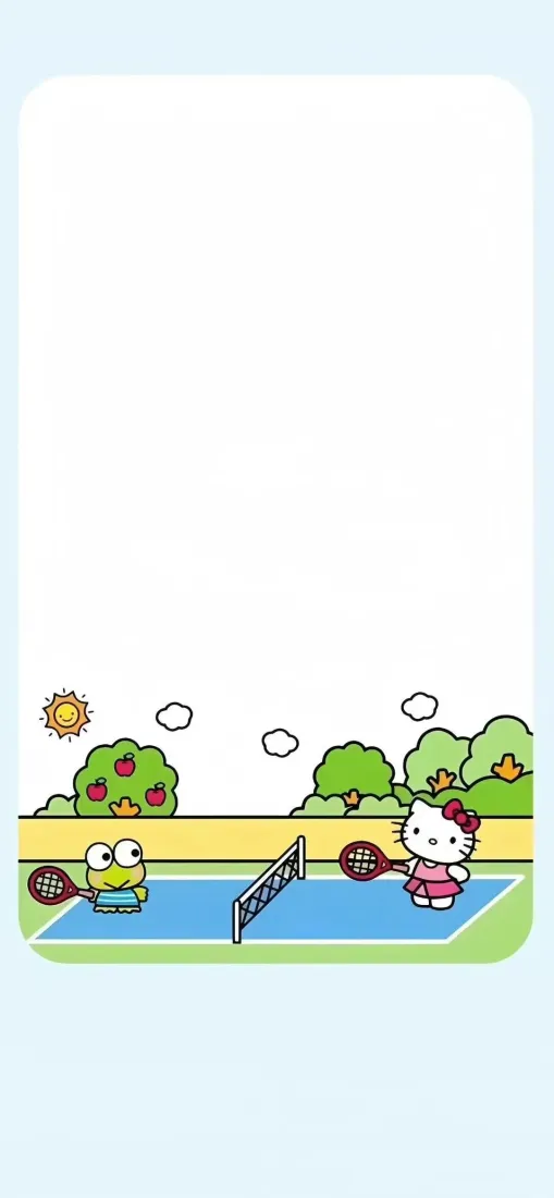 凯蒂猫手机壁纸｜卡通背景图片 - 户外网球「哲风壁纸」
