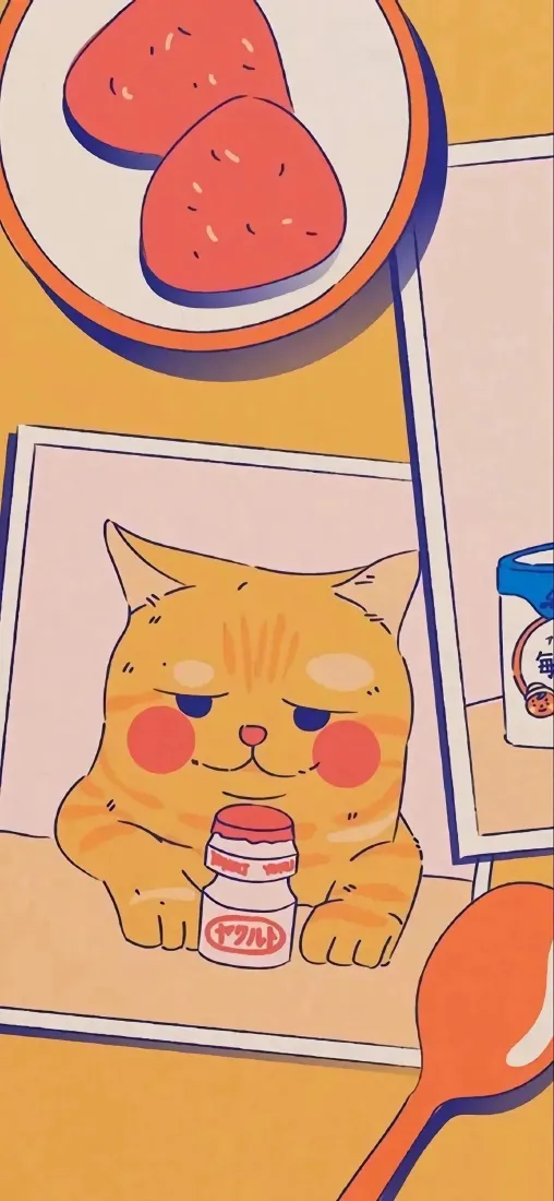 卡通橘猫手机壁纸｜治愈背景图片 - 手绘风格「哲风壁纸」
