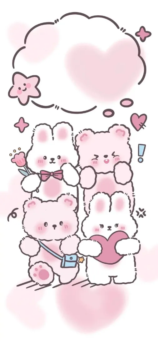 粉色小兔手机壁纸｜软萌可爱背景图片 - 治愈爱心「哲风壁纸」
