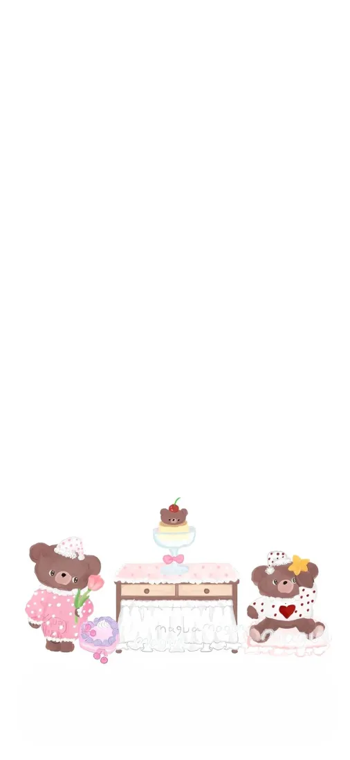 可爱小熊手机壁纸｜清新背景图片 - 下午茶时光「哲风壁纸」
