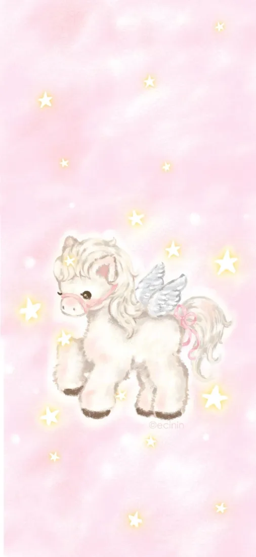 卡通小马手机壁纸｜粉色背景图片 - 软萌小白马「哲风壁纸」