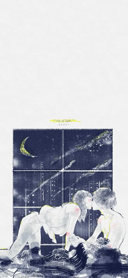 情侣手机壁纸｜月夜背景图片 - 水彩插画「哲风壁纸」