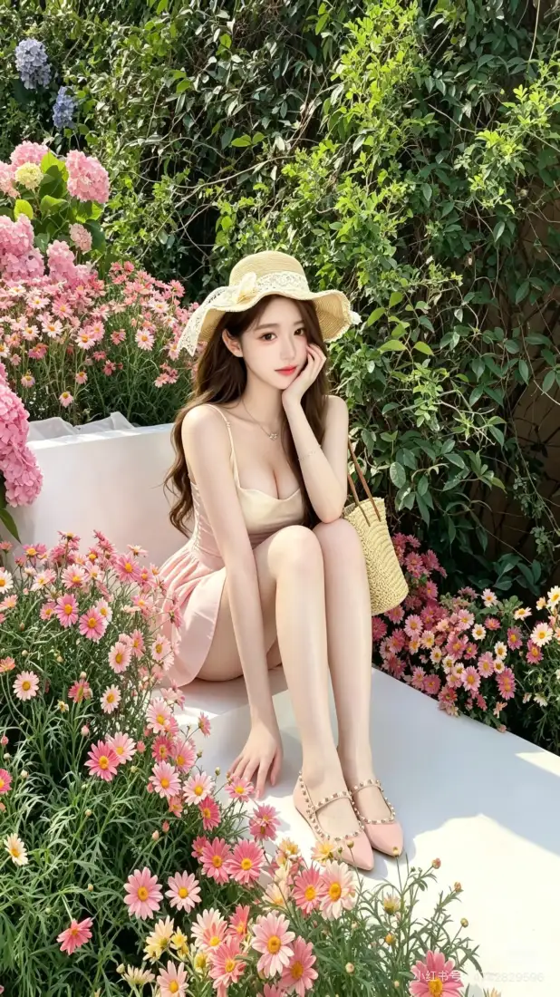 花园美女手机壁纸｜夏日户外背景图片 - 清新甜美「哲风壁纸」