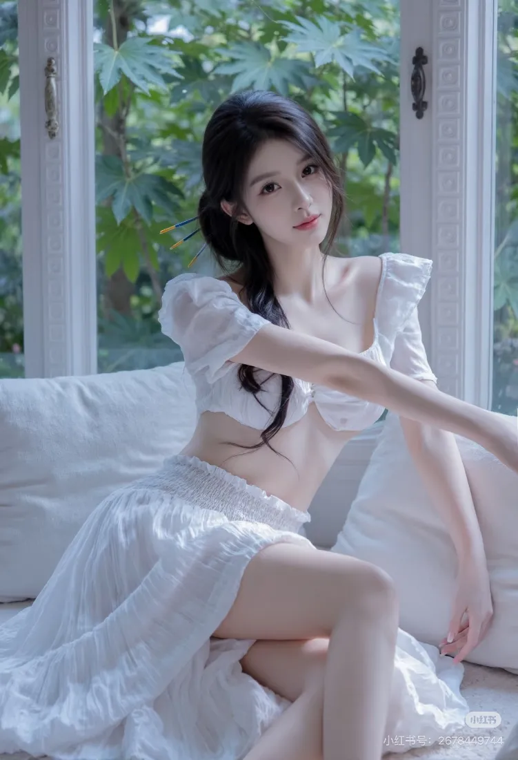 清纯美女手机壁纸｜绿植窗边背景图片 - 清新手机「哲风壁纸」