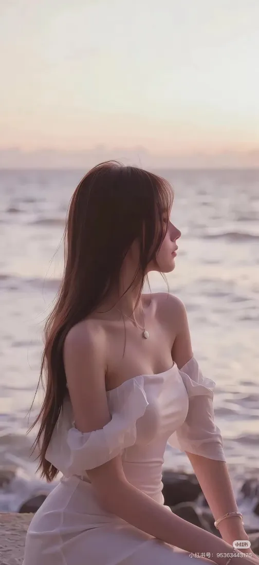 长发美女手机壁纸｜手机背景图片 - 黄昏海边「哲风壁纸」