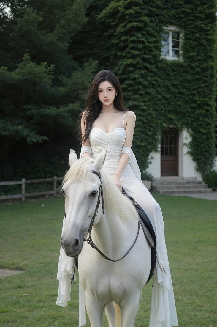 白马美女手机壁纸｜庄园背景图片 - 优雅女神「哲风壁纸」