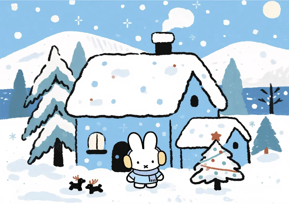 3k米菲兔壁纸｜冬日背景图片 - 圣诞雪景「哲风壁纸」