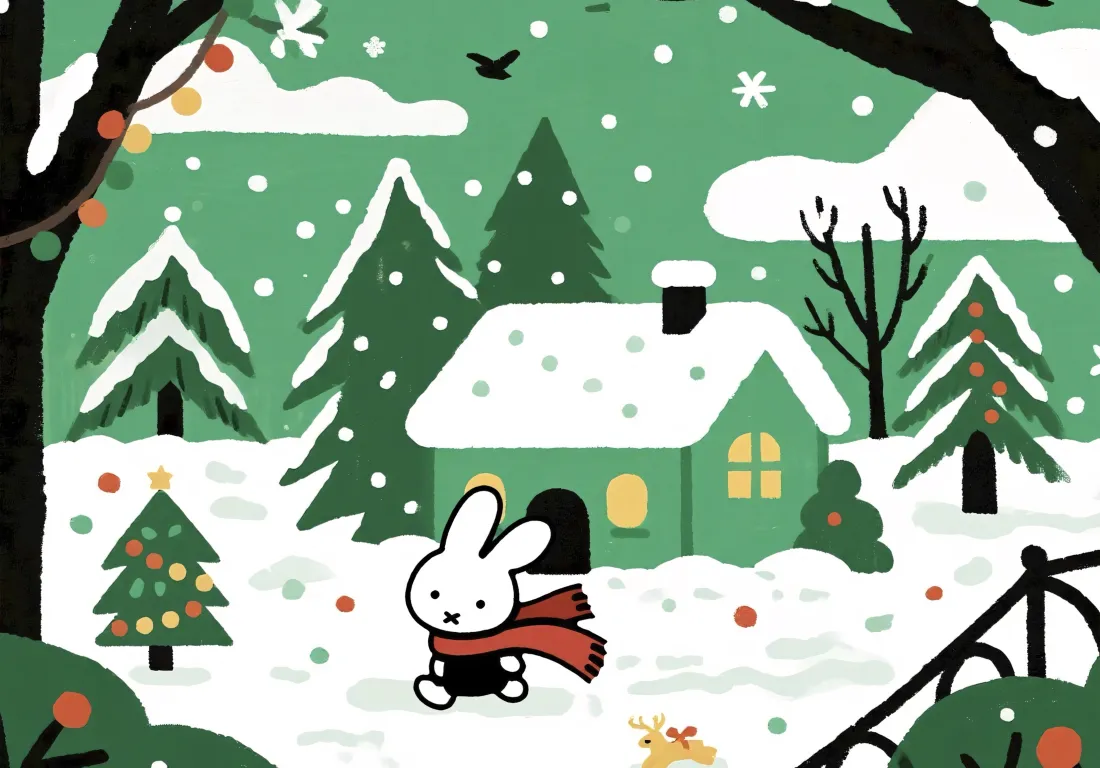 3k米菲兔壁纸｜圣诞背景图片 - 冬季雪景「哲风壁纸」