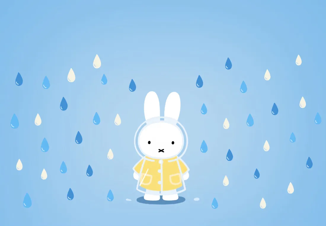 3k米菲兔壁纸｜雨天背景图片 - 可爱卡通「哲风壁纸」