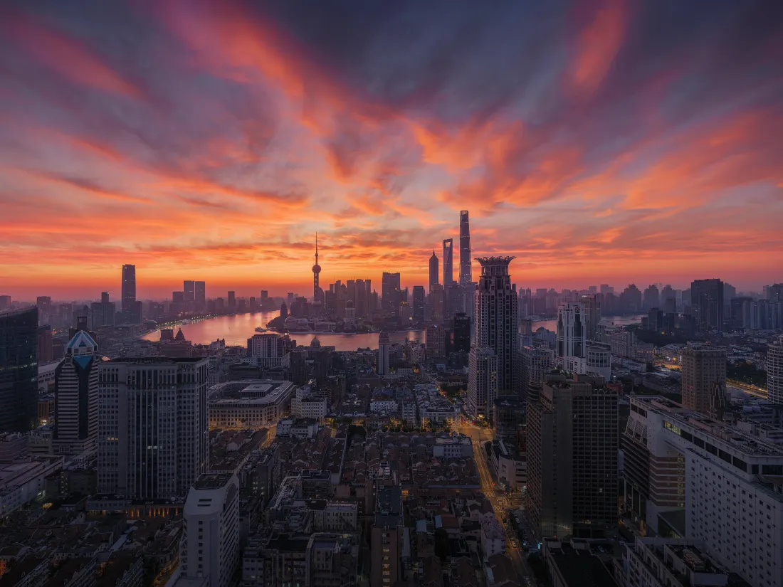 4k上海都市壁纸｜黄昏背景图片 - 俯瞰晚霞「哲风壁纸」
