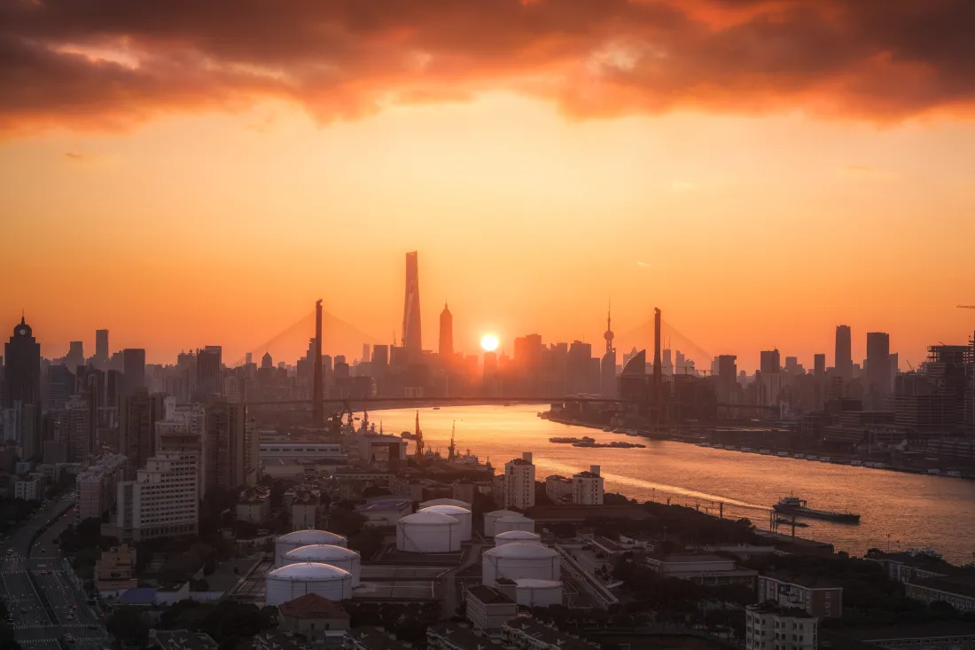 10k上海日落壁纸｜城市江景背景图片 - 黄昏「哲风壁纸」