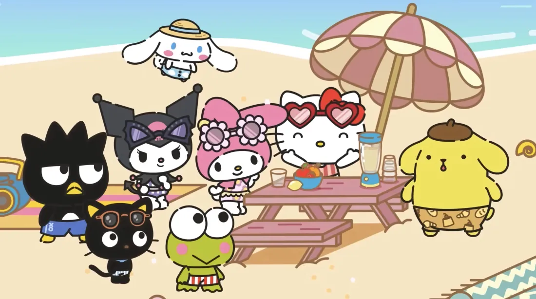 5k三丽鸥壁纸｜卡通背景图片 - 夏日沙滩聚会「哲风壁纸」