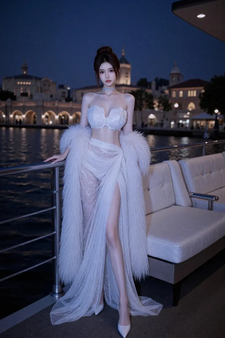 气质御姐手机壁纸｜游艇夜景背景图片 - 高清手机「哲风壁纸」