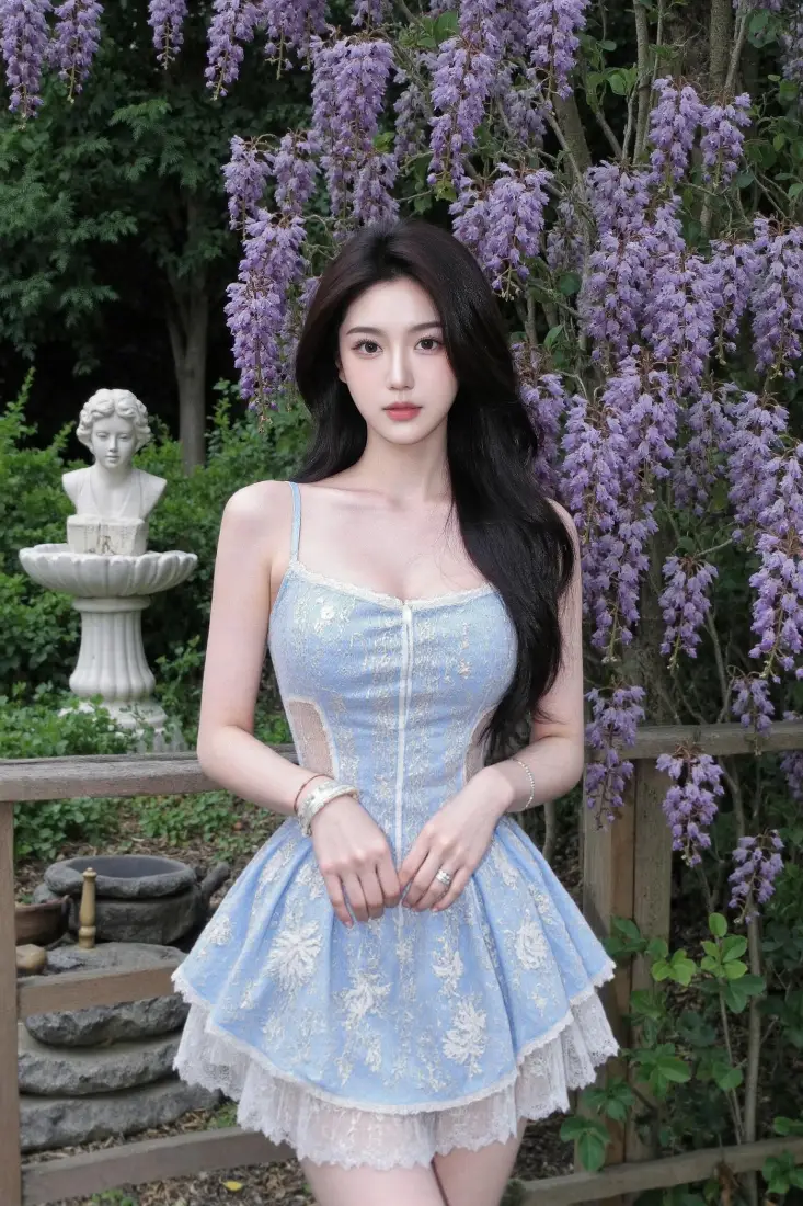 美女手机壁纸｜紫藤花背景图片 - 户外花园「哲风壁纸」