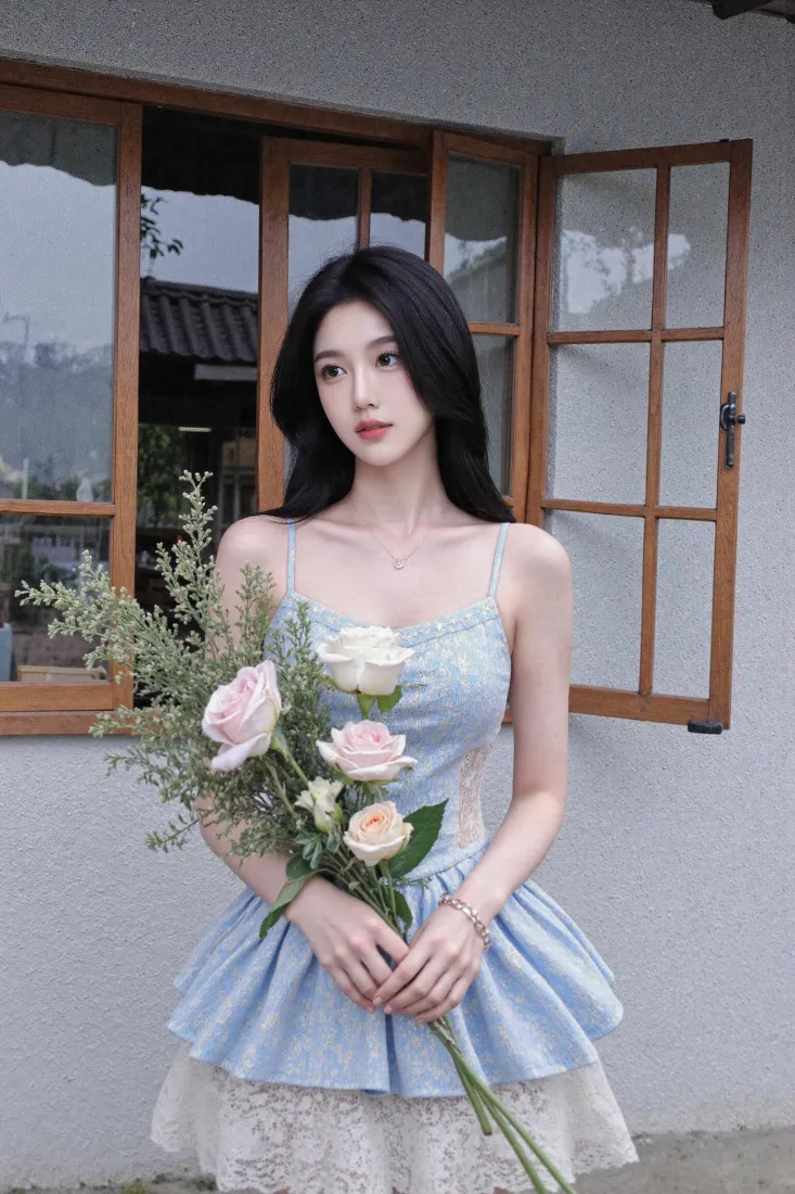 清新美女手机壁纸｜氛围感背景图片 - 捧花少女「哲风壁纸」