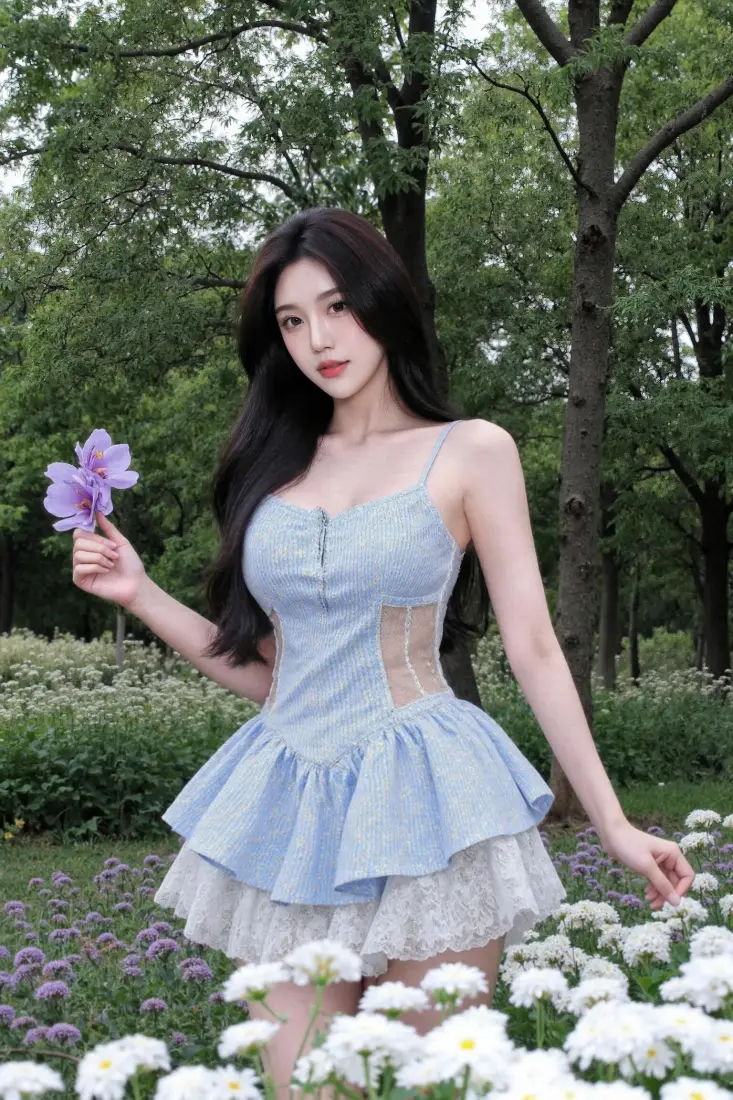 长发美女手机壁纸｜户外背景图片 - 花田「哲风壁纸」