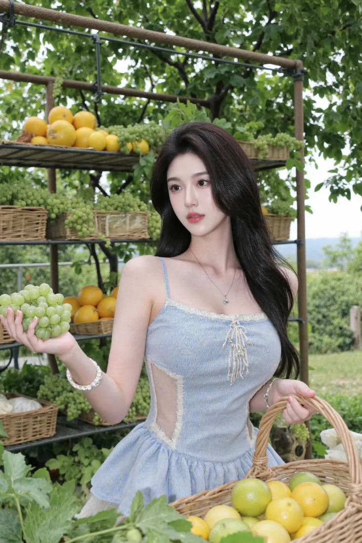 清甜美女手机壁纸｜户外背景图片 - 水果市集「哲风壁纸」