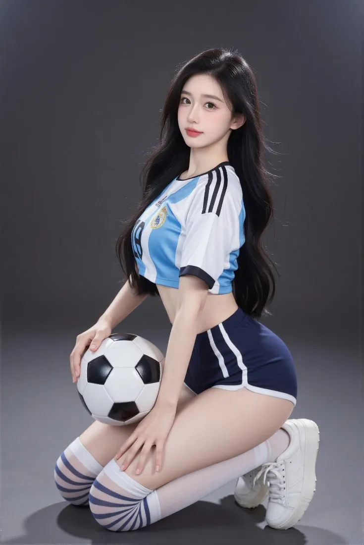 足球宝贝手机壁纸｜灰色背景图片 - 性感女郎「哲风壁纸」