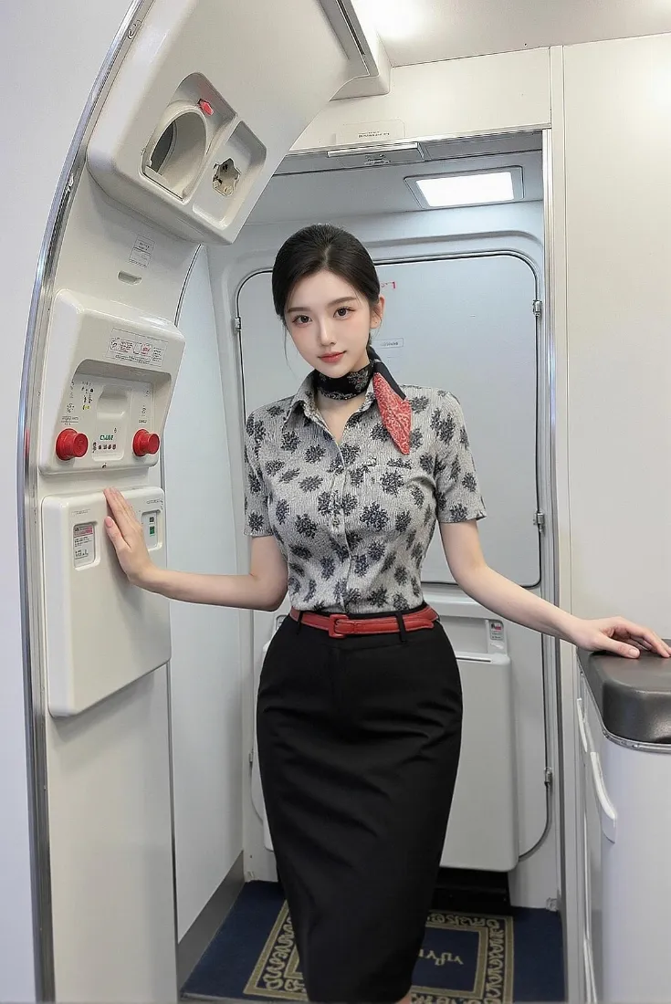 空姐手机壁纸｜飞机客舱背景图片 - 制服美女「哲风壁纸」