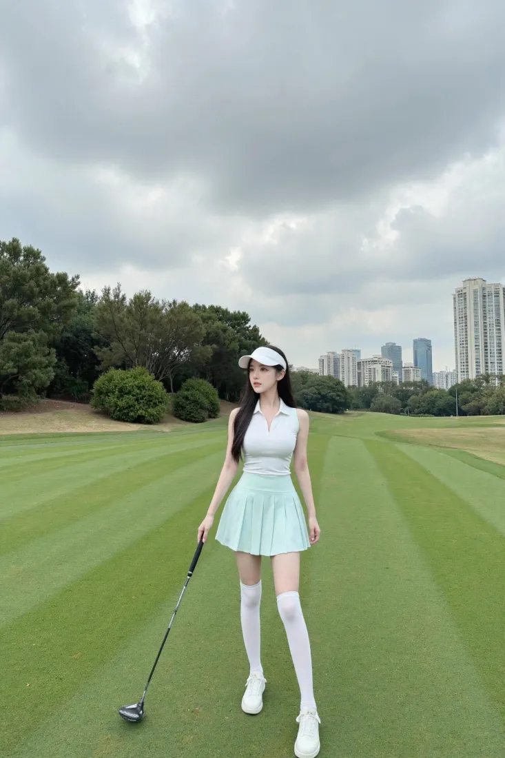 高尔夫美女手机壁纸｜户外草坪背景图片 - 休闲运动「哲风壁纸」