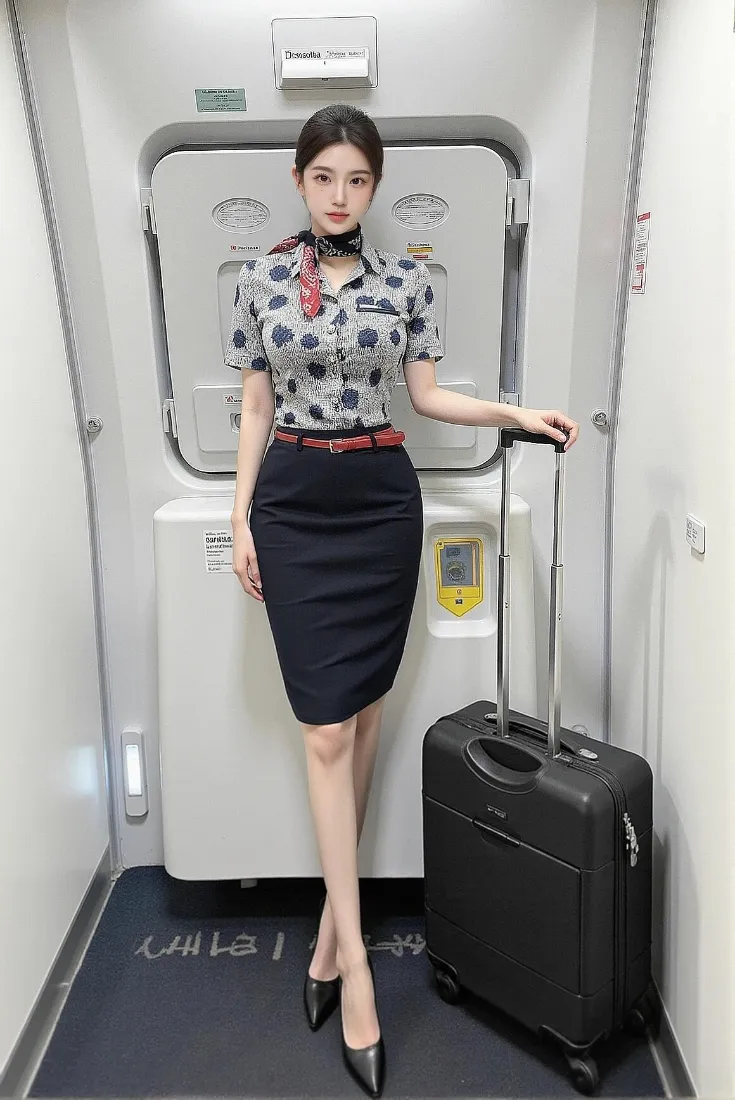 空姐制服手机壁纸｜飞机机舱背景图片 - 气质美女「哲风壁纸」