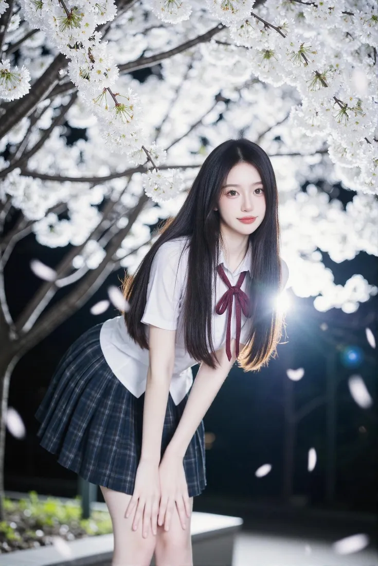 JK少女手机壁纸｜樱花背景图片 - 夜景「哲风壁纸」