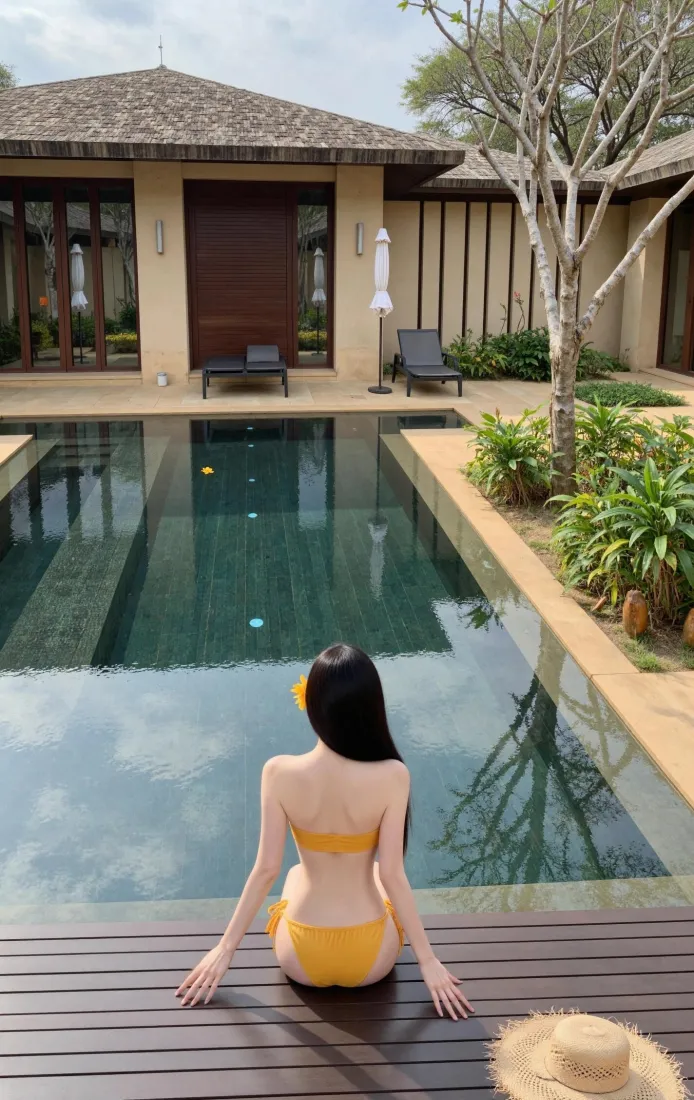 比基尼美女手机壁纸｜泳池别墅背景图片 - 休闲「哲风壁纸」