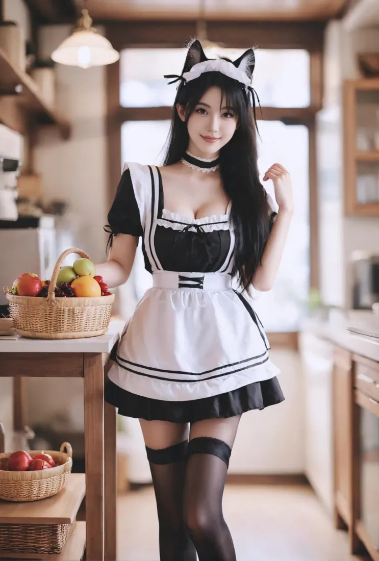 猫耳女仆手机壁纸｜女仆cos背景图片 - 厨房「哲风壁纸」