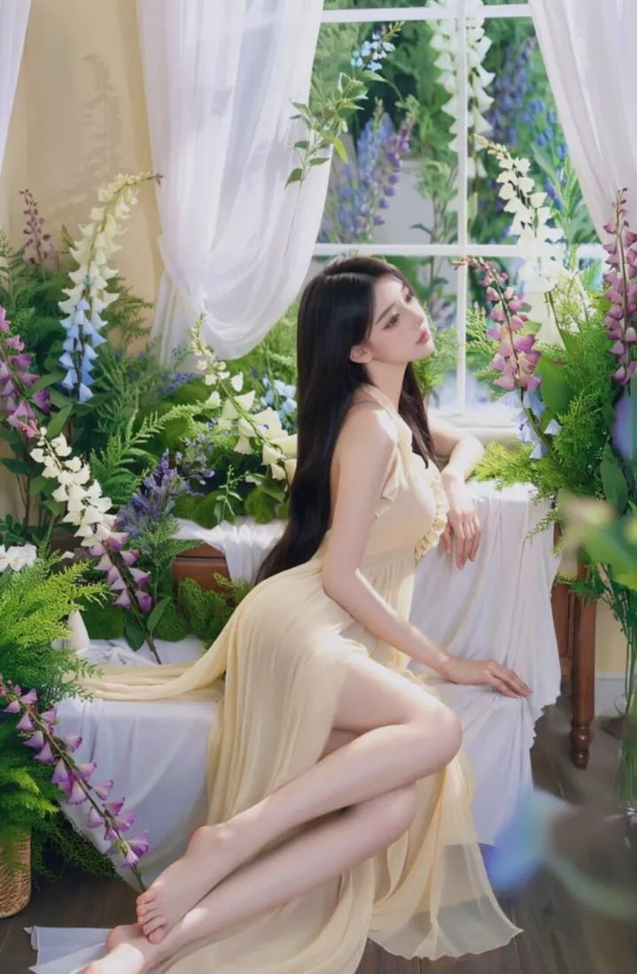 美女手机壁纸｜清新背景图片 - 花房窗边「哲风壁纸」