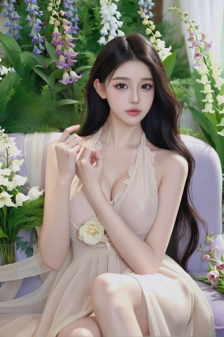 清纯美女手机壁纸｜花园背景图片 - 温柔氛围感「哲风壁纸」