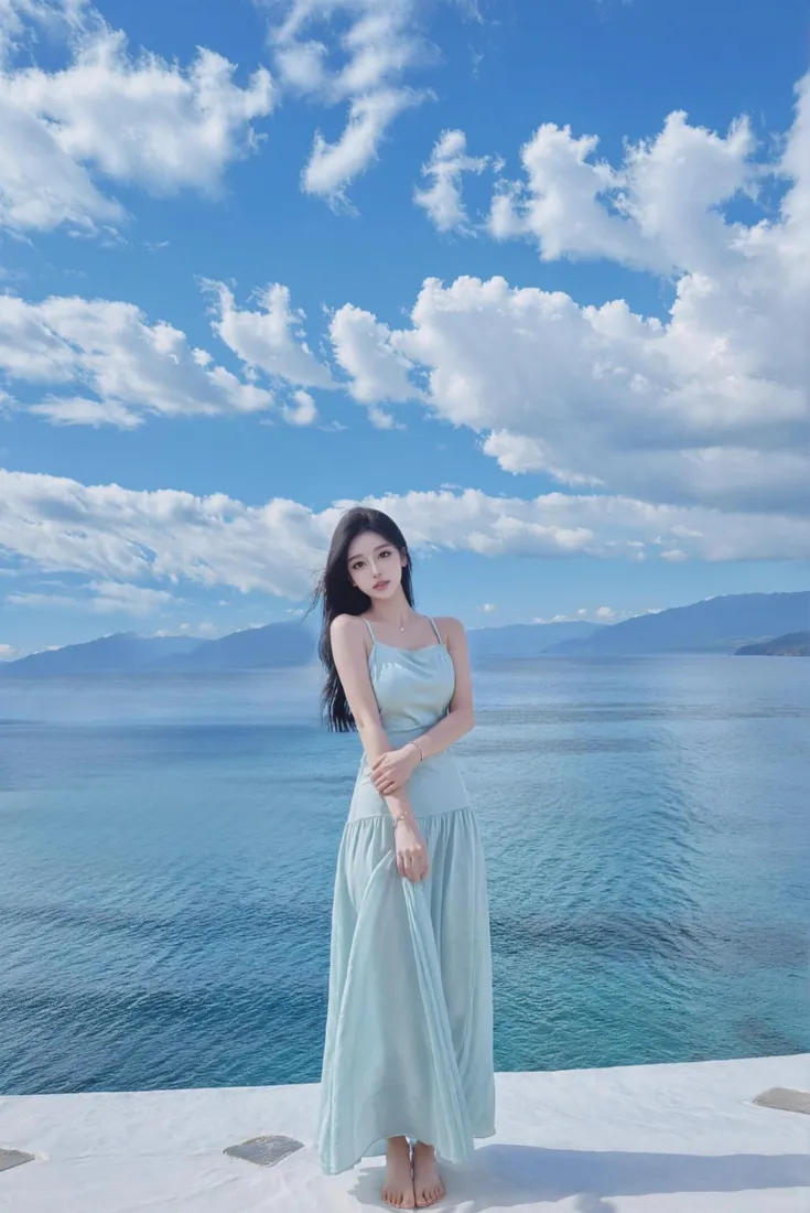 气质美女手机壁纸｜海边背景图片 - 清新治愈「哲风壁纸」