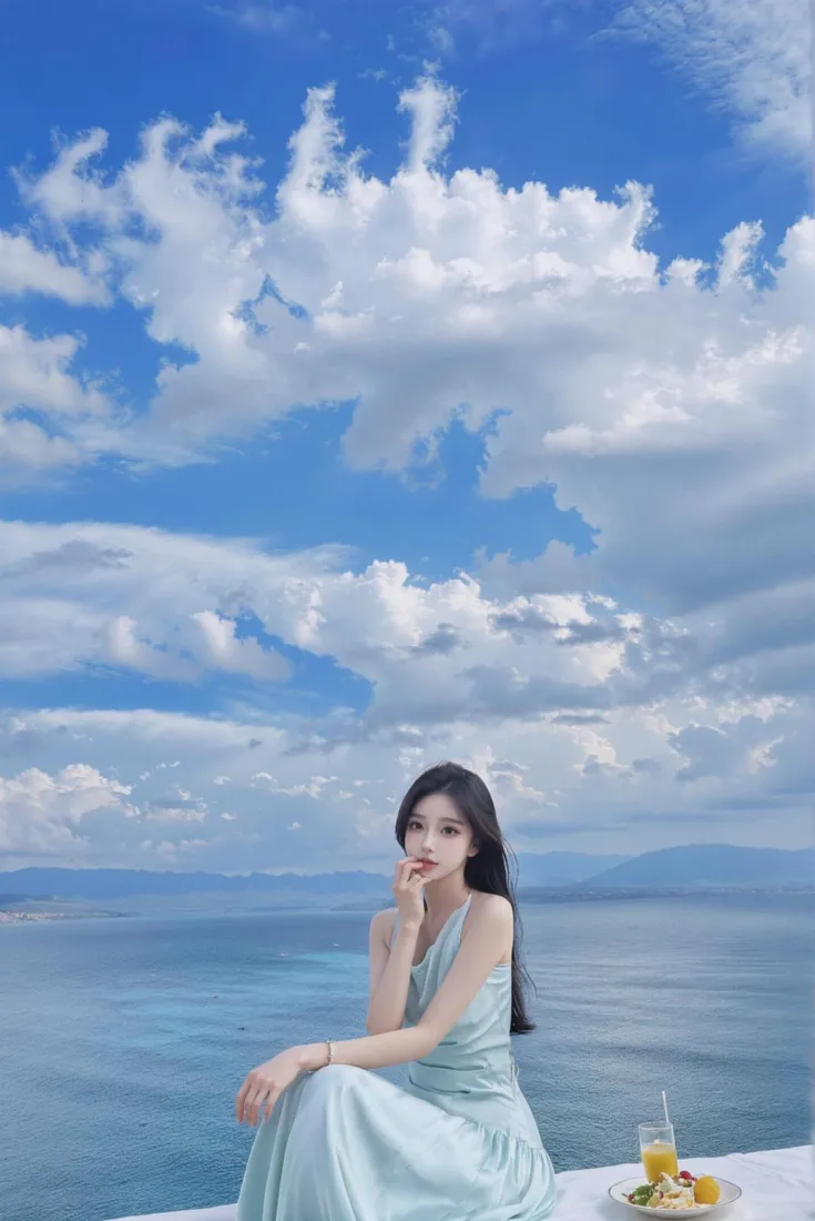 气质美女手机壁纸｜海边背景图片 - 清新度假「哲风壁纸」