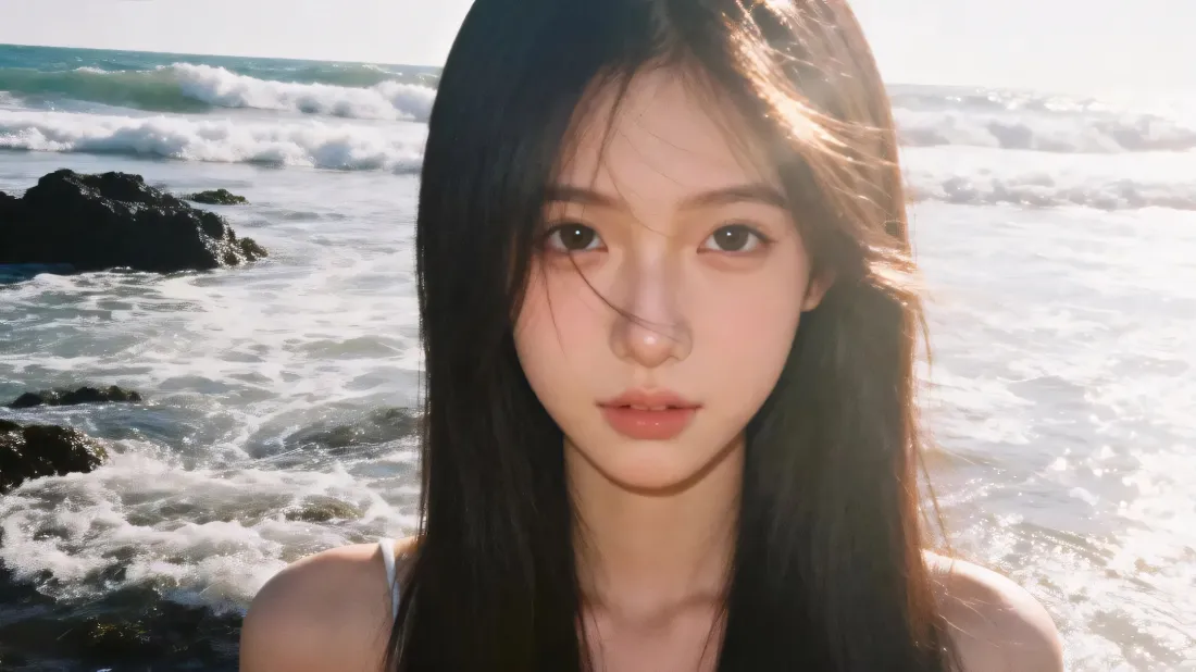 2k长发美女壁纸｜海边背景图片 - 清爽氛围感「哲风壁纸」