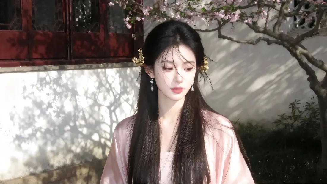 2k古风美女壁纸｜古院梅花背景图片 - 清冷古装佳人「哲风壁纸」