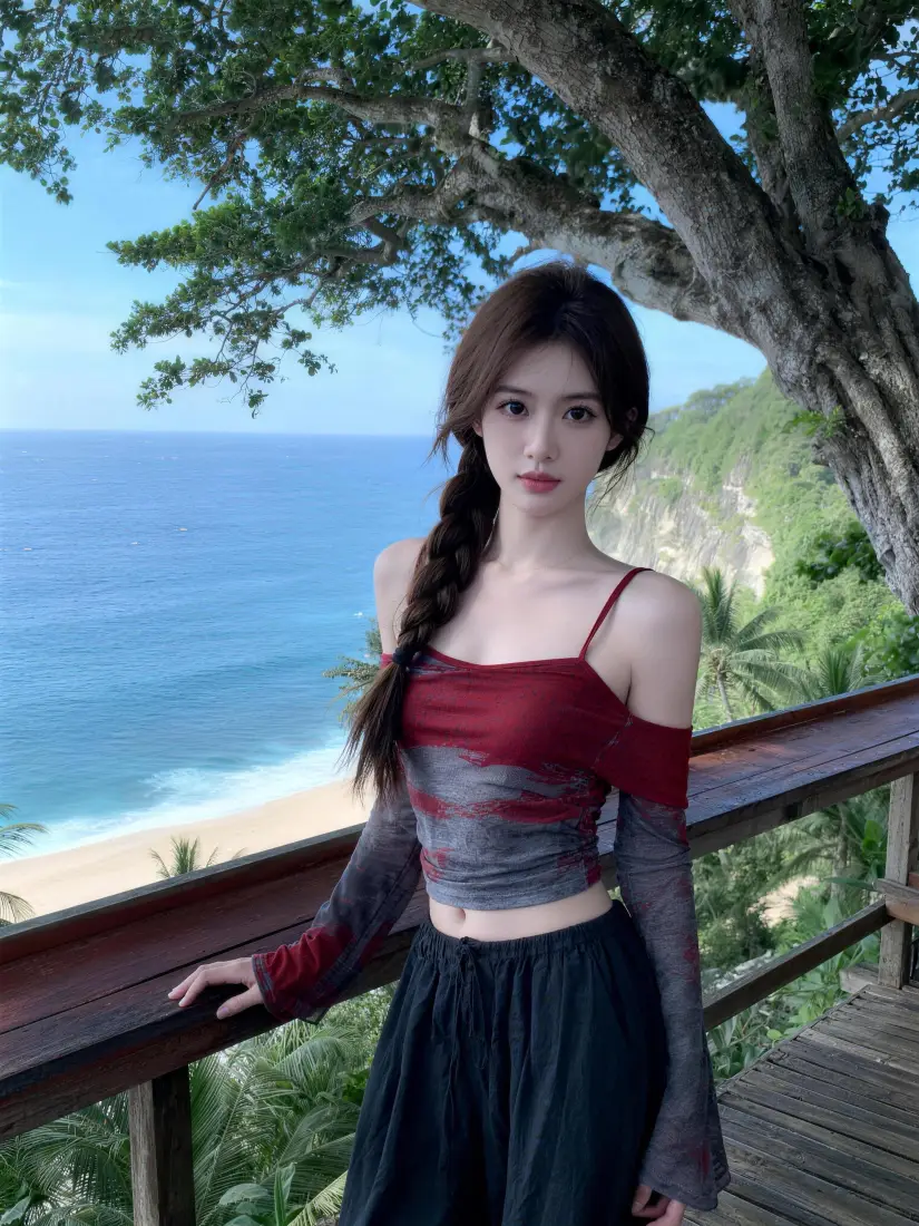 美女手机壁纸｜海边背景图片 - 夏日休闲「哲风壁纸」