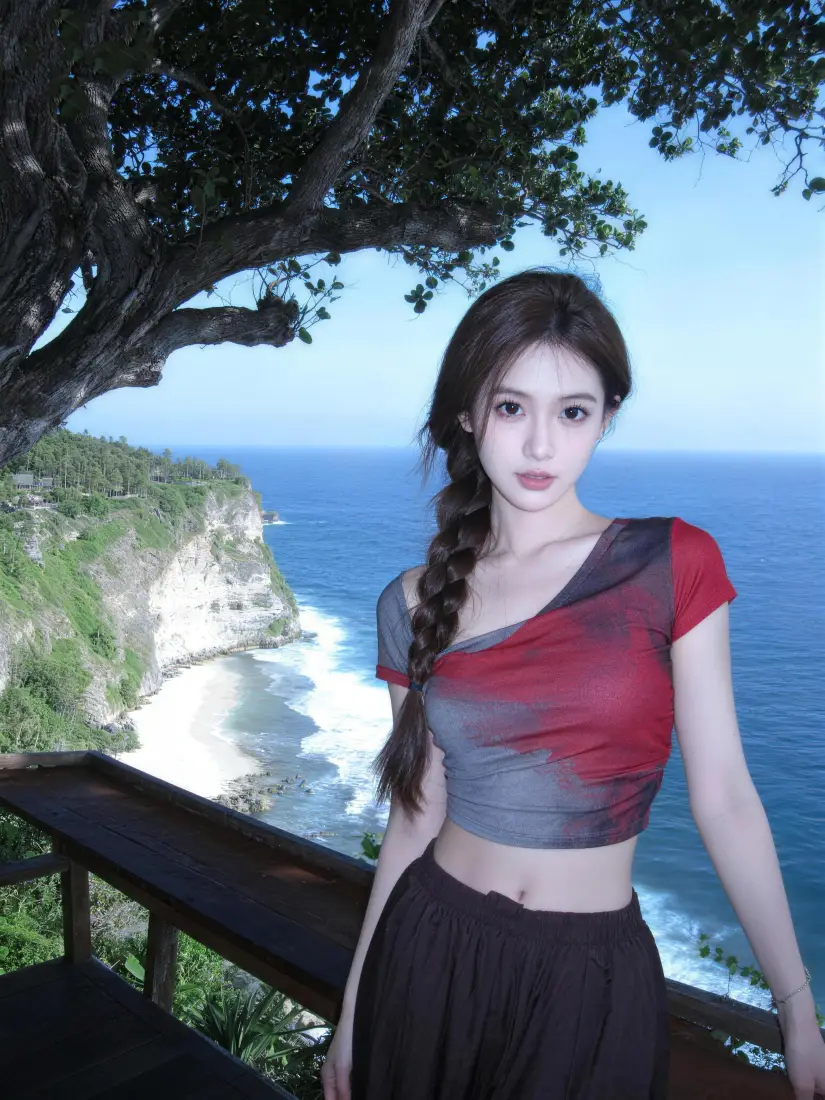 氛围感美女手机壁纸｜海边观景台背景图片 - 度假海景「哲风壁纸」