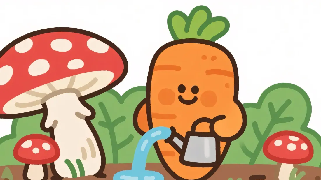 2k拟人胡萝卜壁纸｜卡通菜园背景图片 - 红蘑菇「哲风壁纸」