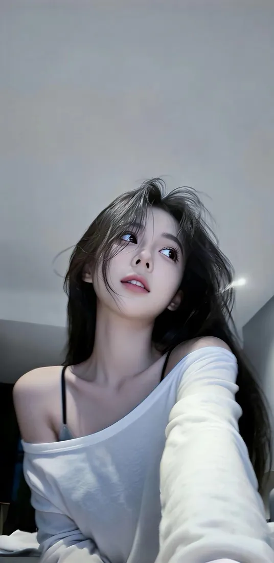 长发清冷美女手机壁纸｜简约室内背景图片 - 手机「哲风壁纸」