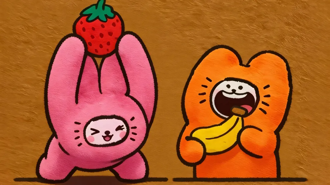 2k卡通壁纸｜可爱背景图片 - 草莓兔子「哲风壁纸」