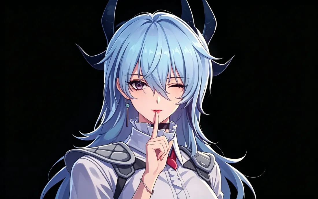 3k赞尼壁纸｜鸣潮背景图片 - 蓝发龙角美少女「哲风壁纸」