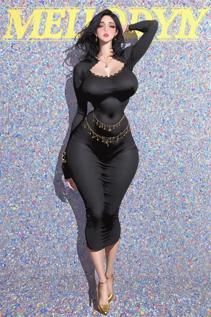 黑裙御姐手机壁纸｜杂色背景图片 - 动人白领「哲风壁纸」