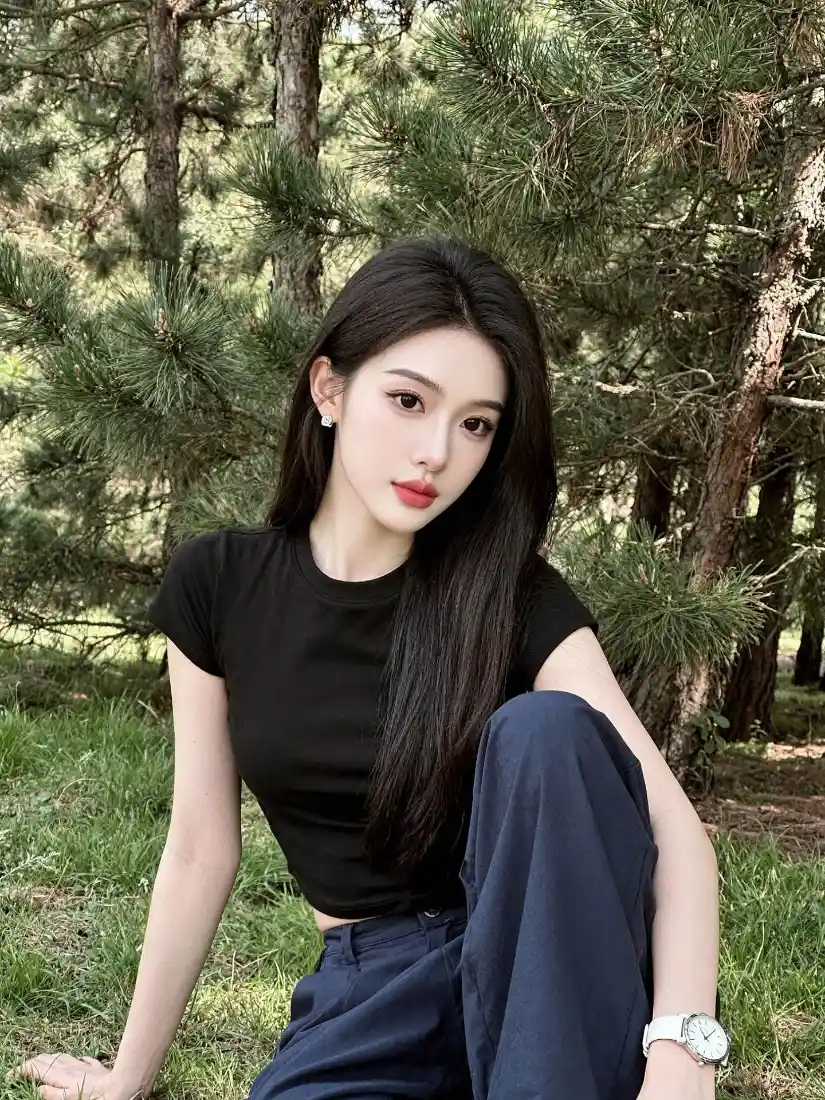 长发美女手机壁纸｜森林户外背景图片 - 休闲「哲风壁纸」