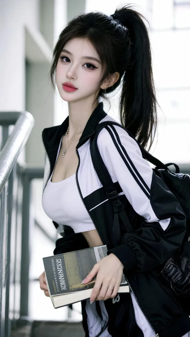 校园御姐手机壁纸｜清新背景图片 - 高马尾女生「哲风壁纸」