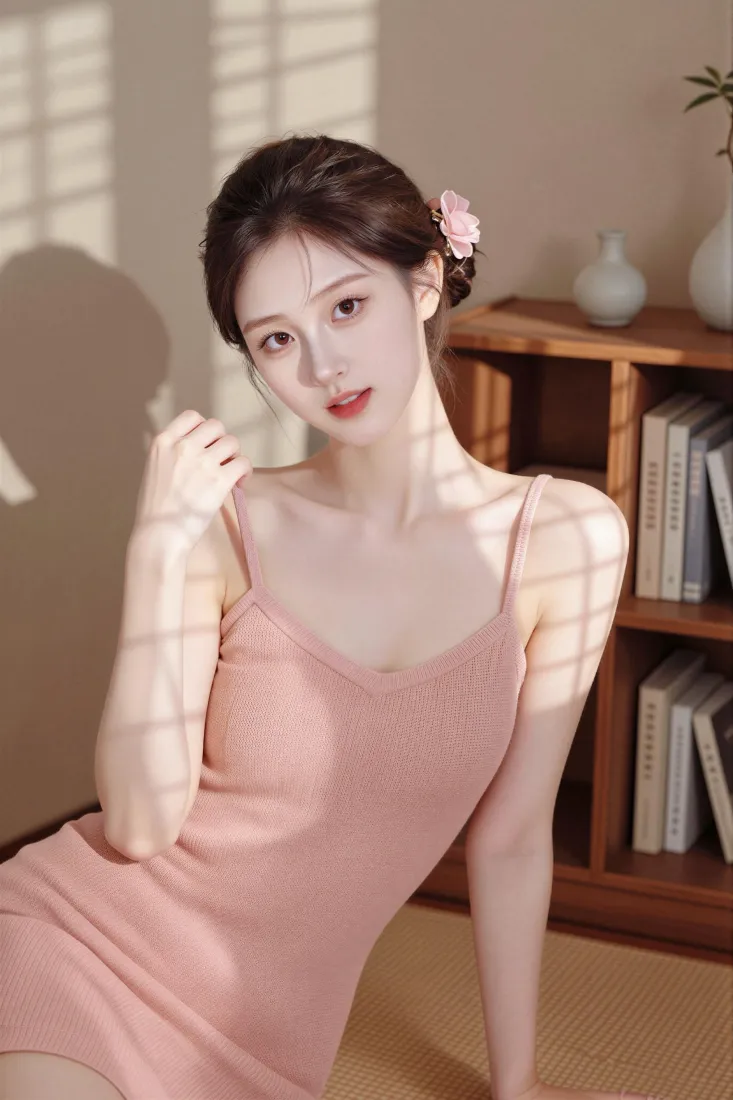 气质美女手机壁纸｜暖调室内背景图片 - 温柔甜妹「哲风壁纸」