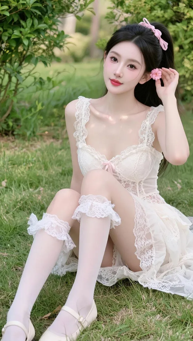 清纯美女手机壁纸｜户外草地背景图片 - 甜系少女「哲风壁纸」