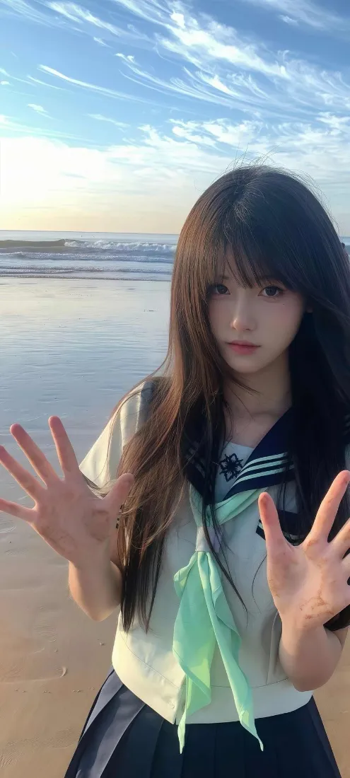 JK少女手机壁纸｜海边背景图片 - 清新治愈「哲风壁纸」