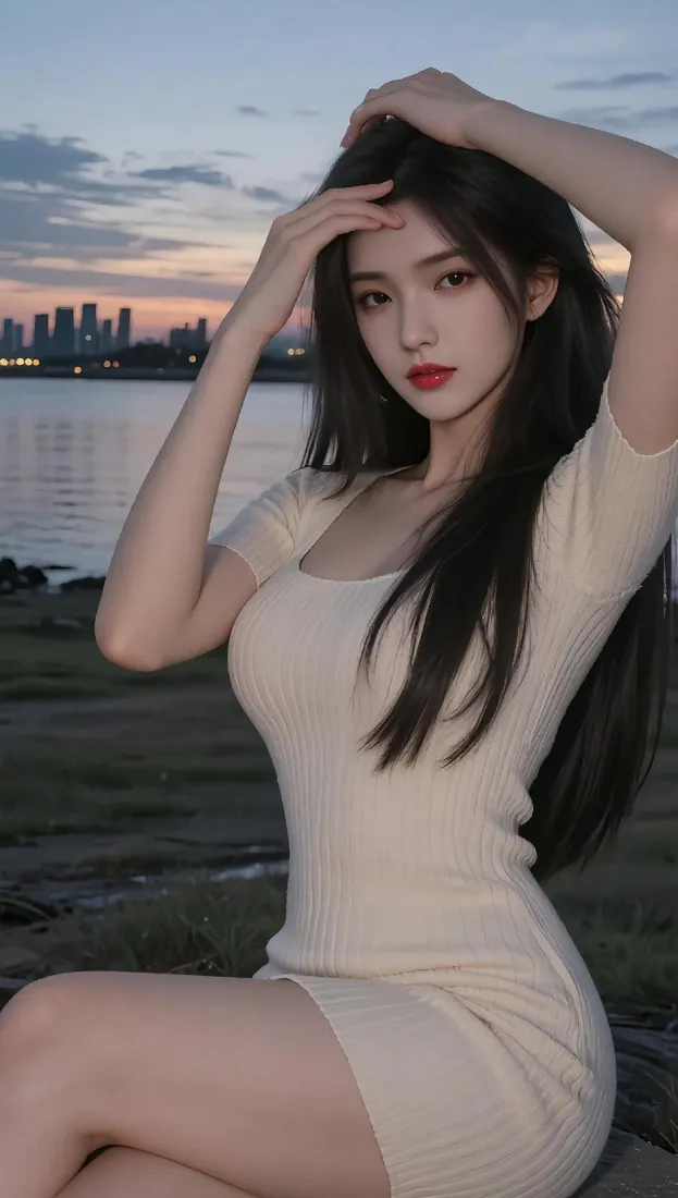 美女手机壁纸｜江边背景图片 - 黄昏「哲风壁纸」