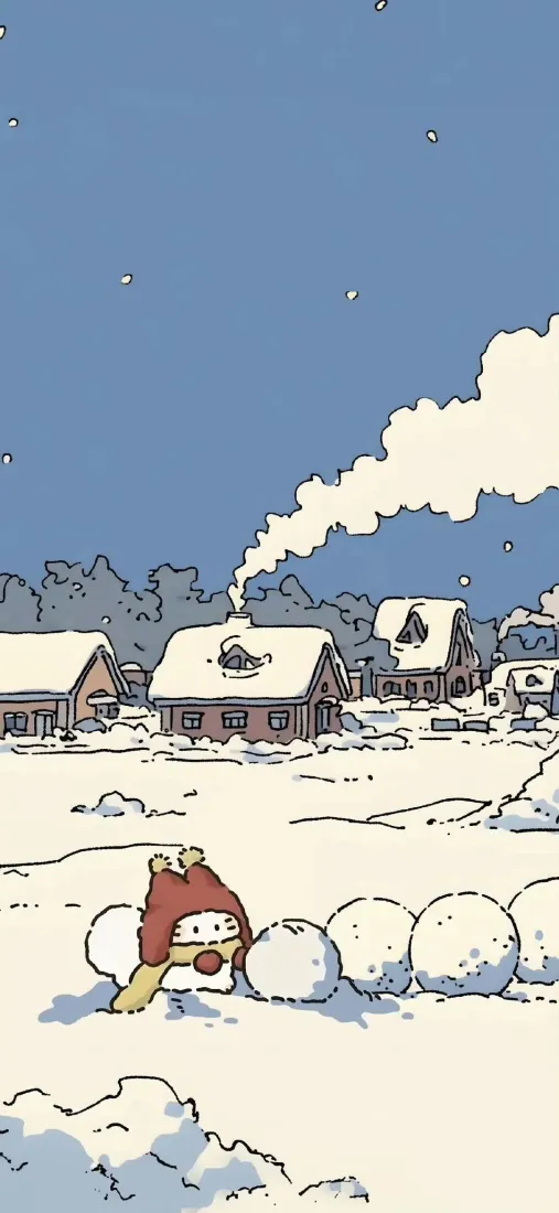 冬日手机壁纸｜雪地背景图片 - 堆雪球「哲风壁纸」