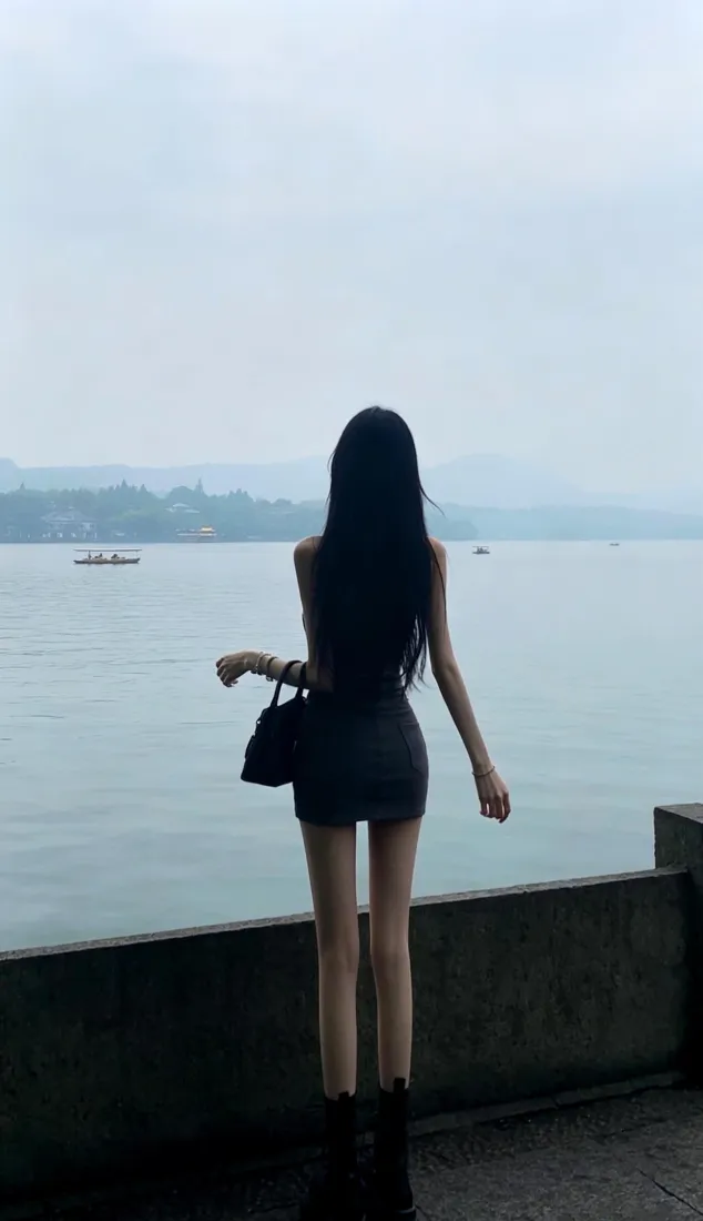 氛围感女生手机壁纸｜湖边背景图片 - 阴天背影「哲风壁纸」
